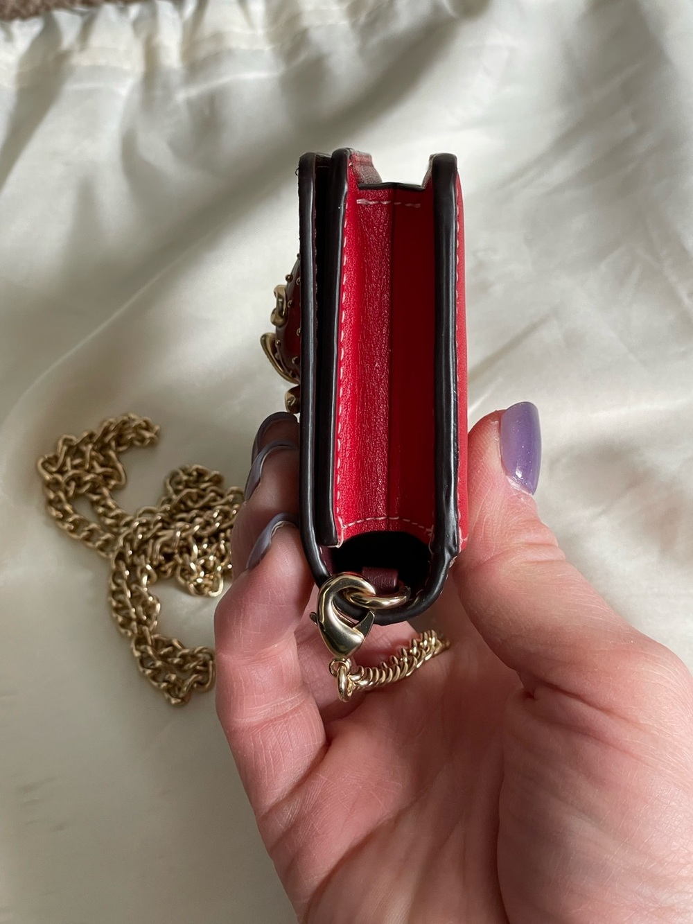 Coach Strawberry Mini Crossbody Wallet Bag Signature Red Strawberry EUC - Picture 7 of 16